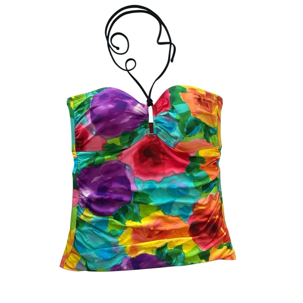 La Blanca Tankini Swim Top Swimsuit Women's size 12 Colorful Floral Beach Resort